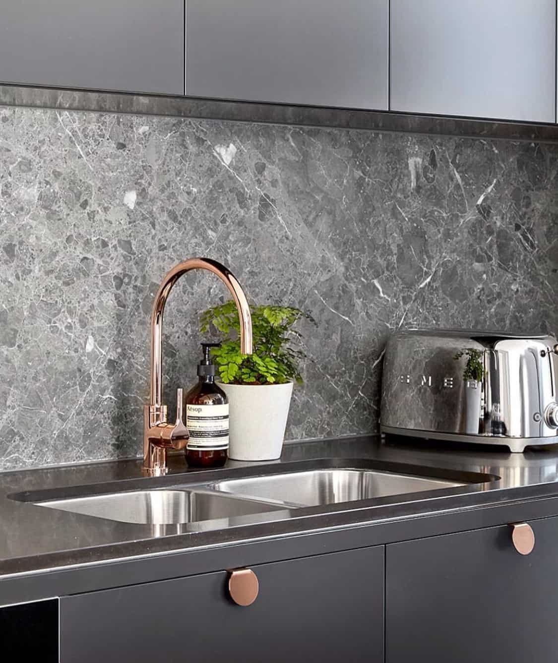 rose gold kitchen Luxury Kitchen Designs That Feature Waterworks
