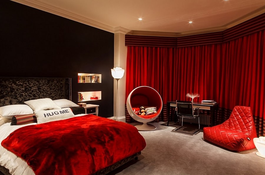 teenage black and red bedroom