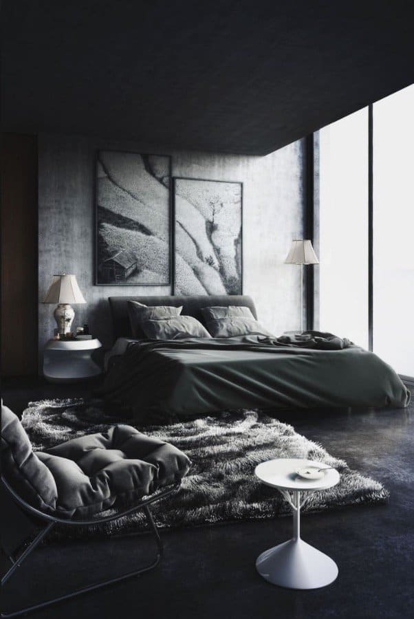 textural black bedroom
