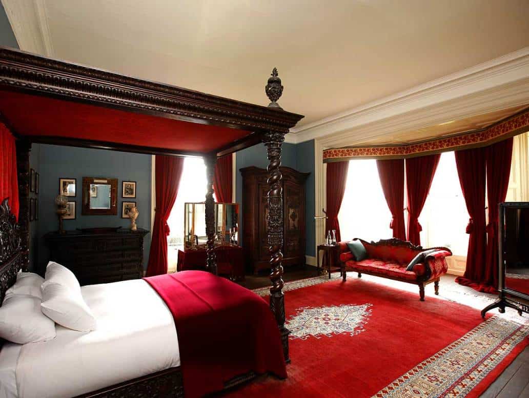 traditional red bedroom