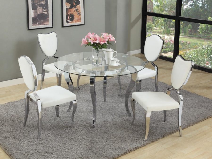 15 Round Glass Dining Room Tables That, Glass And Chrome Dining Room Setup Ideas