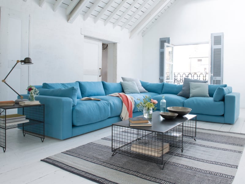 light blue contemporary cozy sectional large sofa