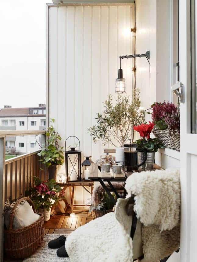 winter home style outdoor balcony