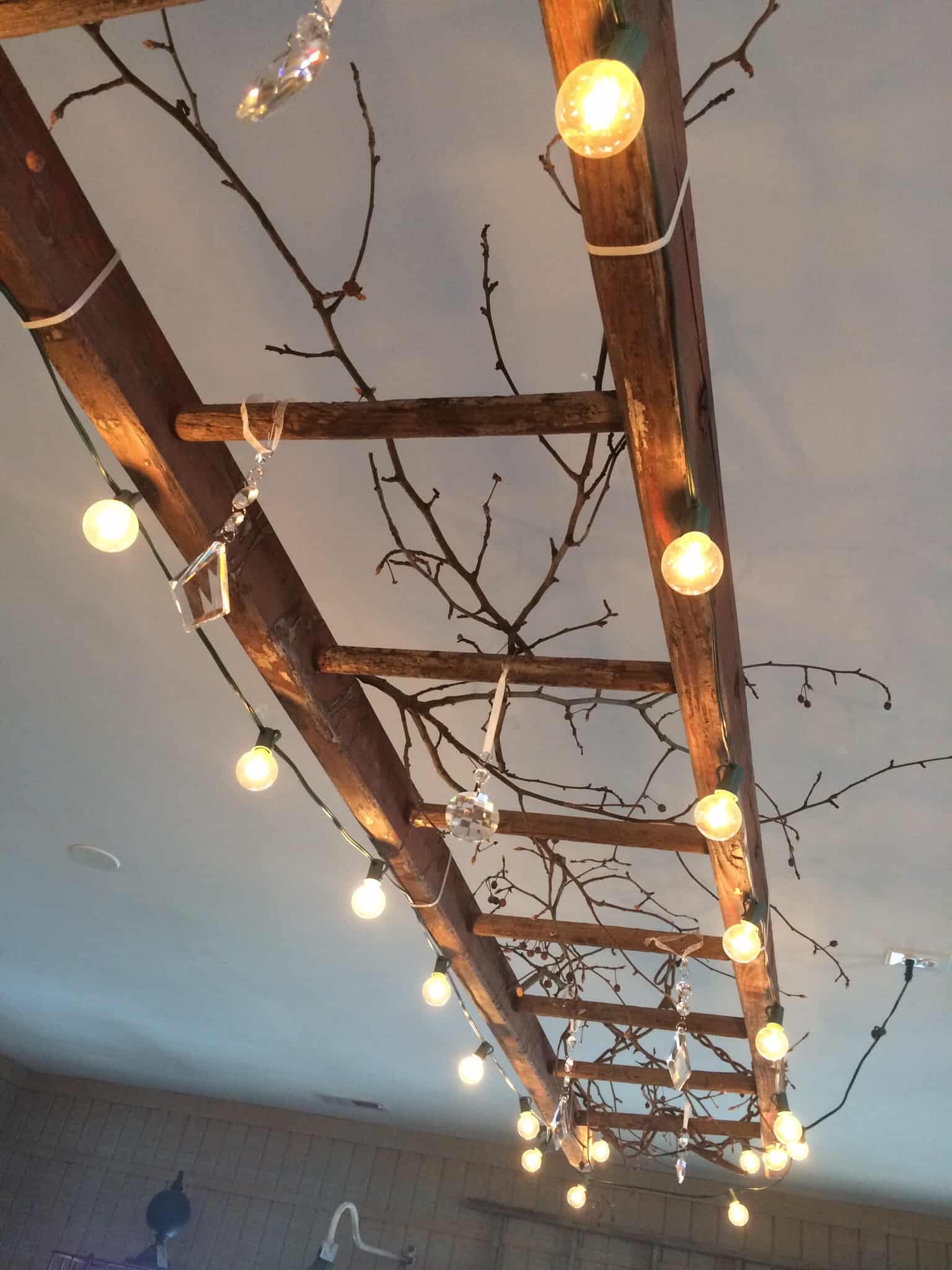 Take a ladder and create your very own rustic chandelier