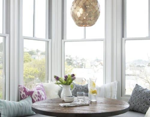 We love the idea of taking a modern breakfast nook and adding a glamorous touch to the space