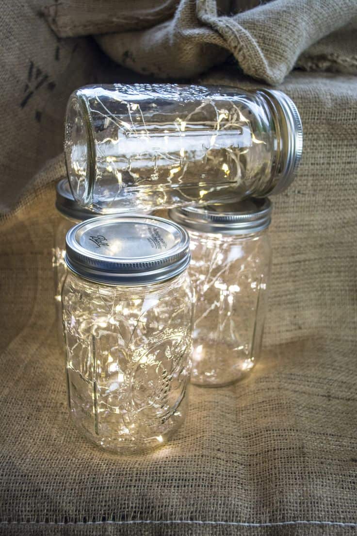 The beauty of having these simple light fixtures inside of mason jars is that you can place them anywhere.