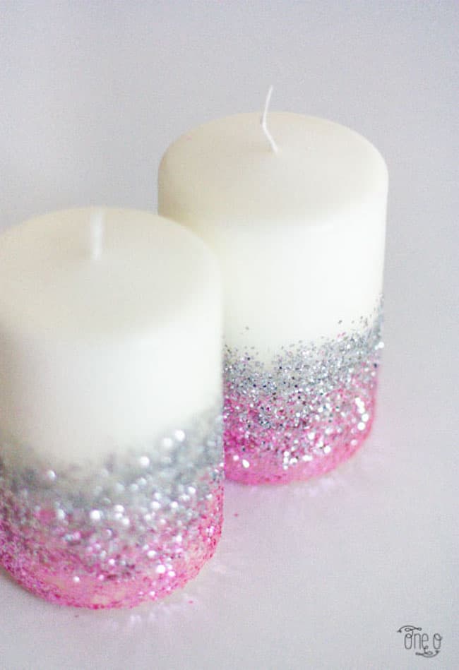 glitter ombre candles