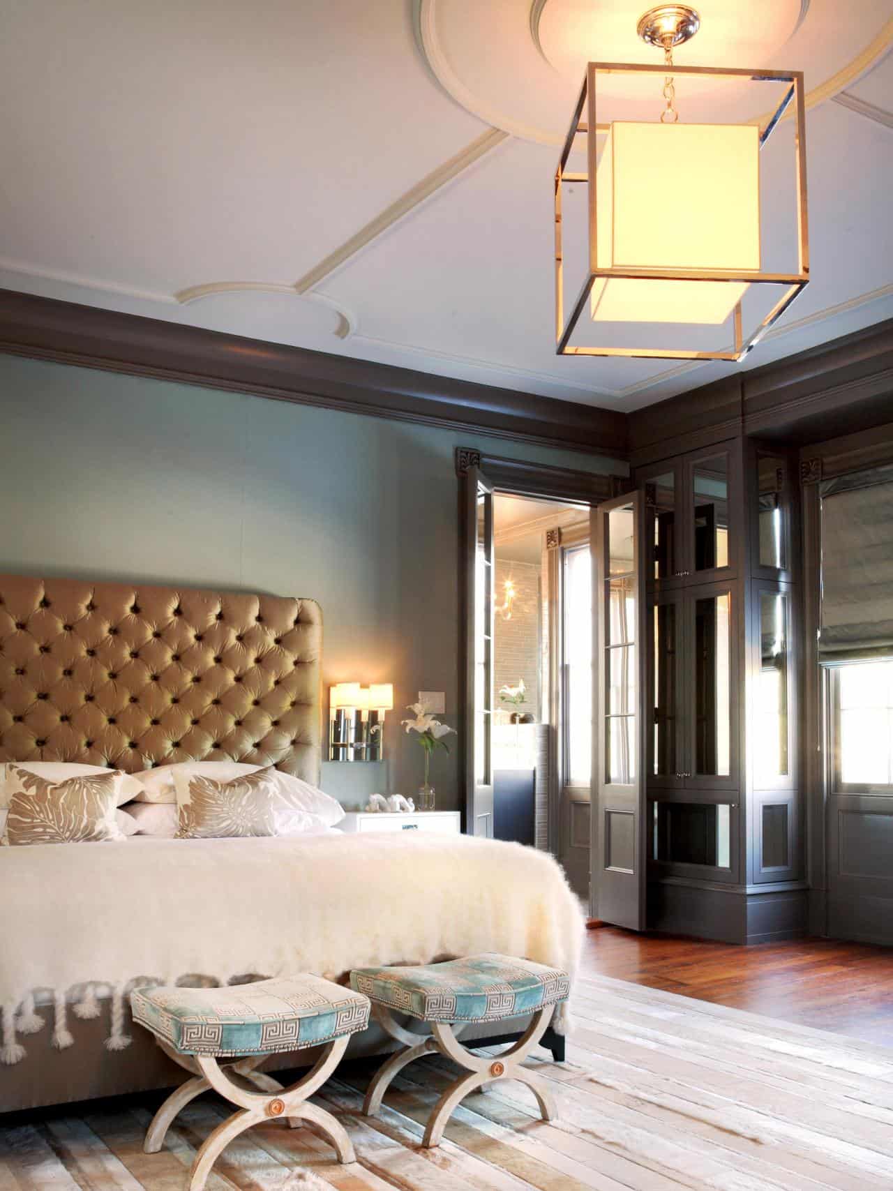 The light fixture you use will make a world of a difference in how big your bedroom appears.