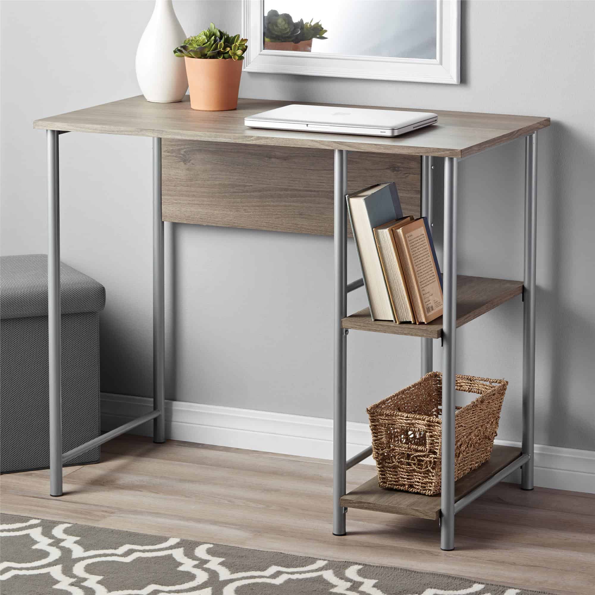 mainstays wood and metal computer desk
