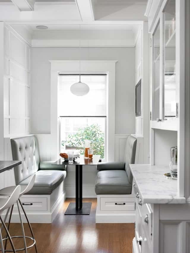 small glam breakfast nook with banquette seating