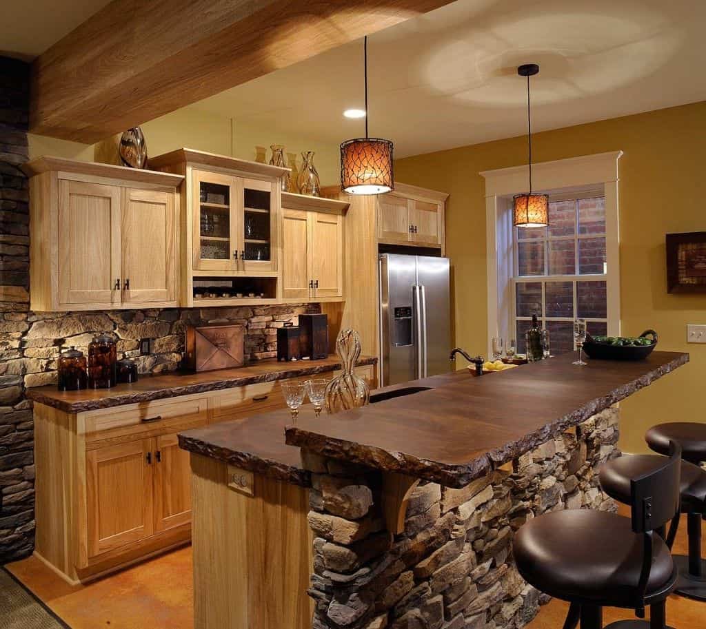 If you want the classic farmhouse appeal a stone kitchen island is the way to go.