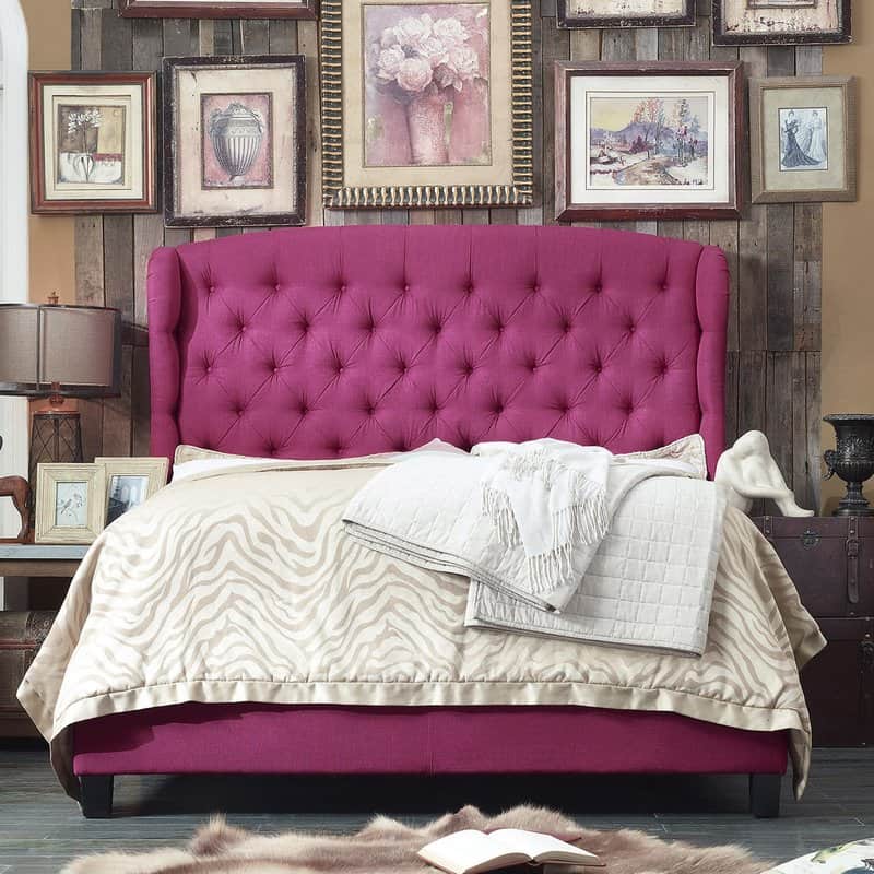 felisa hot pink upholstered panel bed