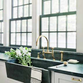 Not only will this allow the sink to become the focal point of the kitchen but it will provide a color palette that still appears neutral.