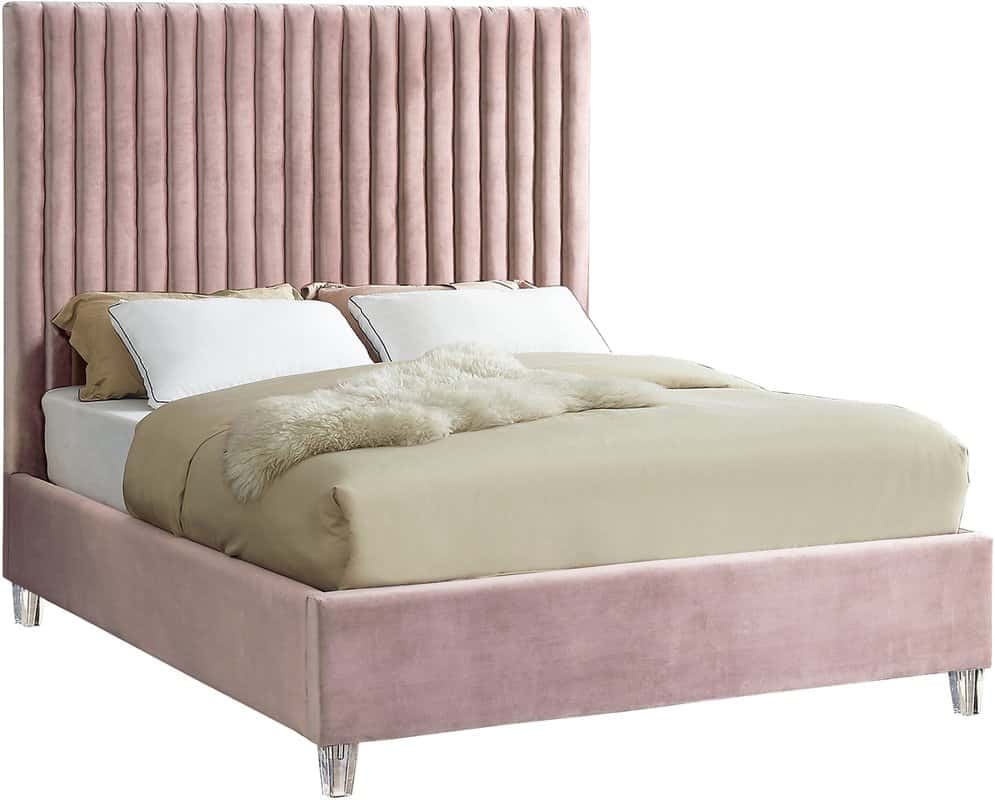 pink claret upholstered bed