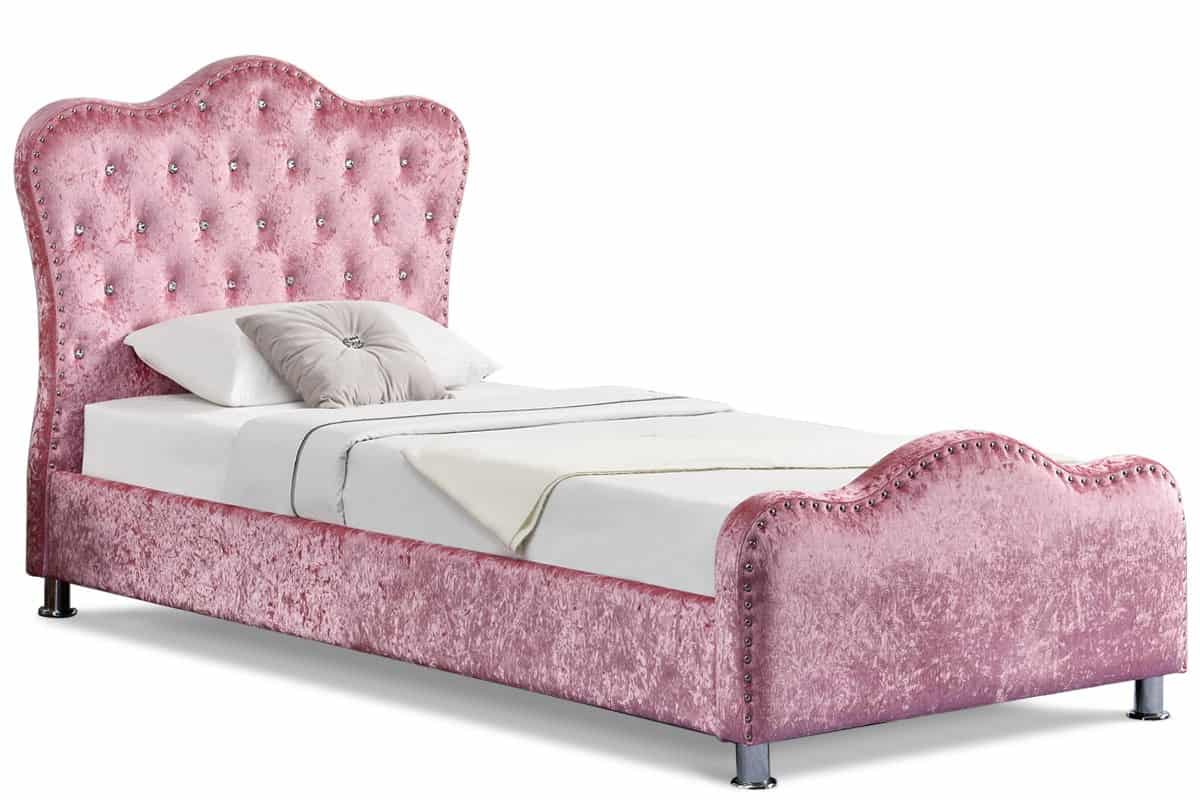 pink velvet windsor bed