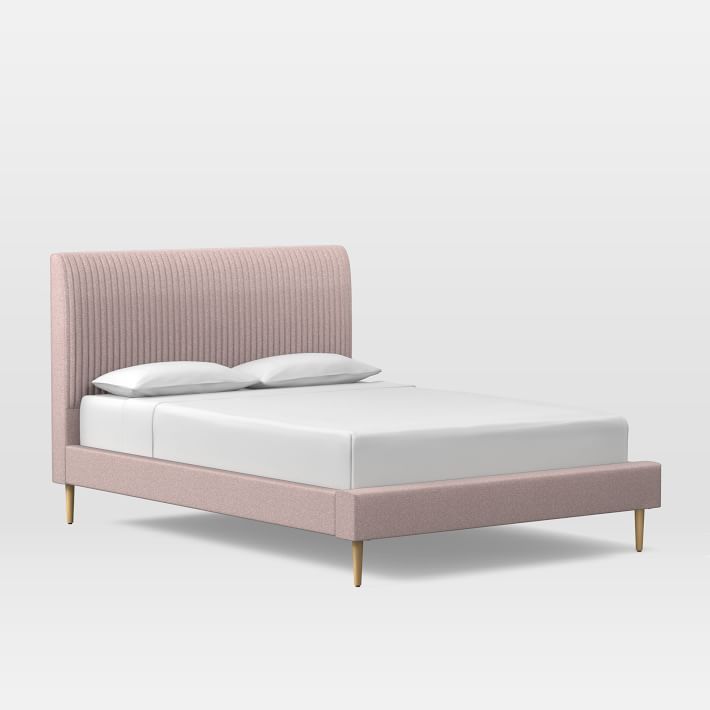 pleated upholstered pink bed