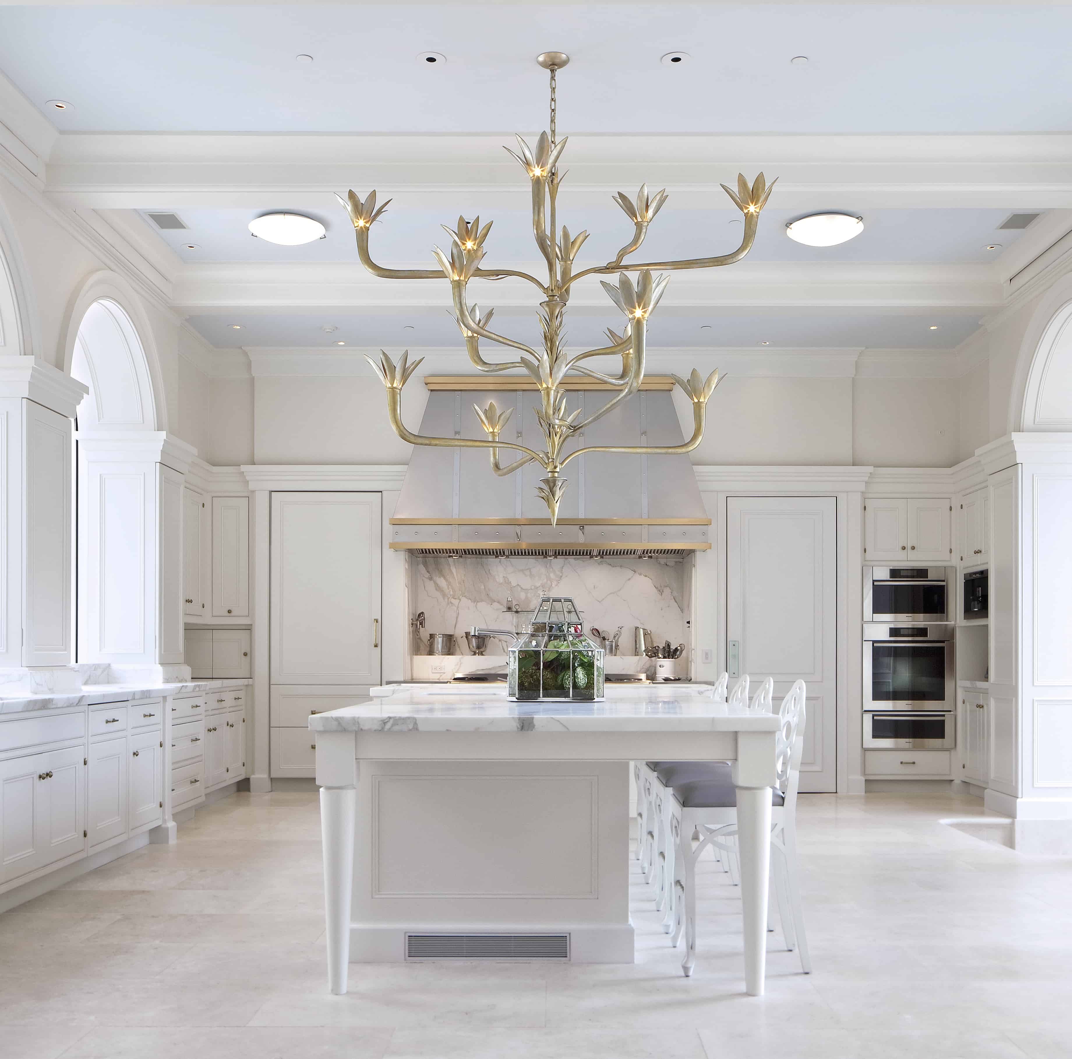 minimal kitchen with intricate lighting