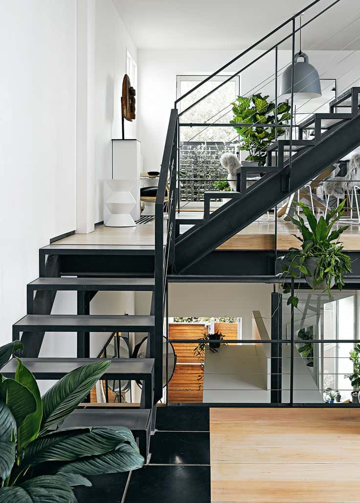 natural plant staircase decor