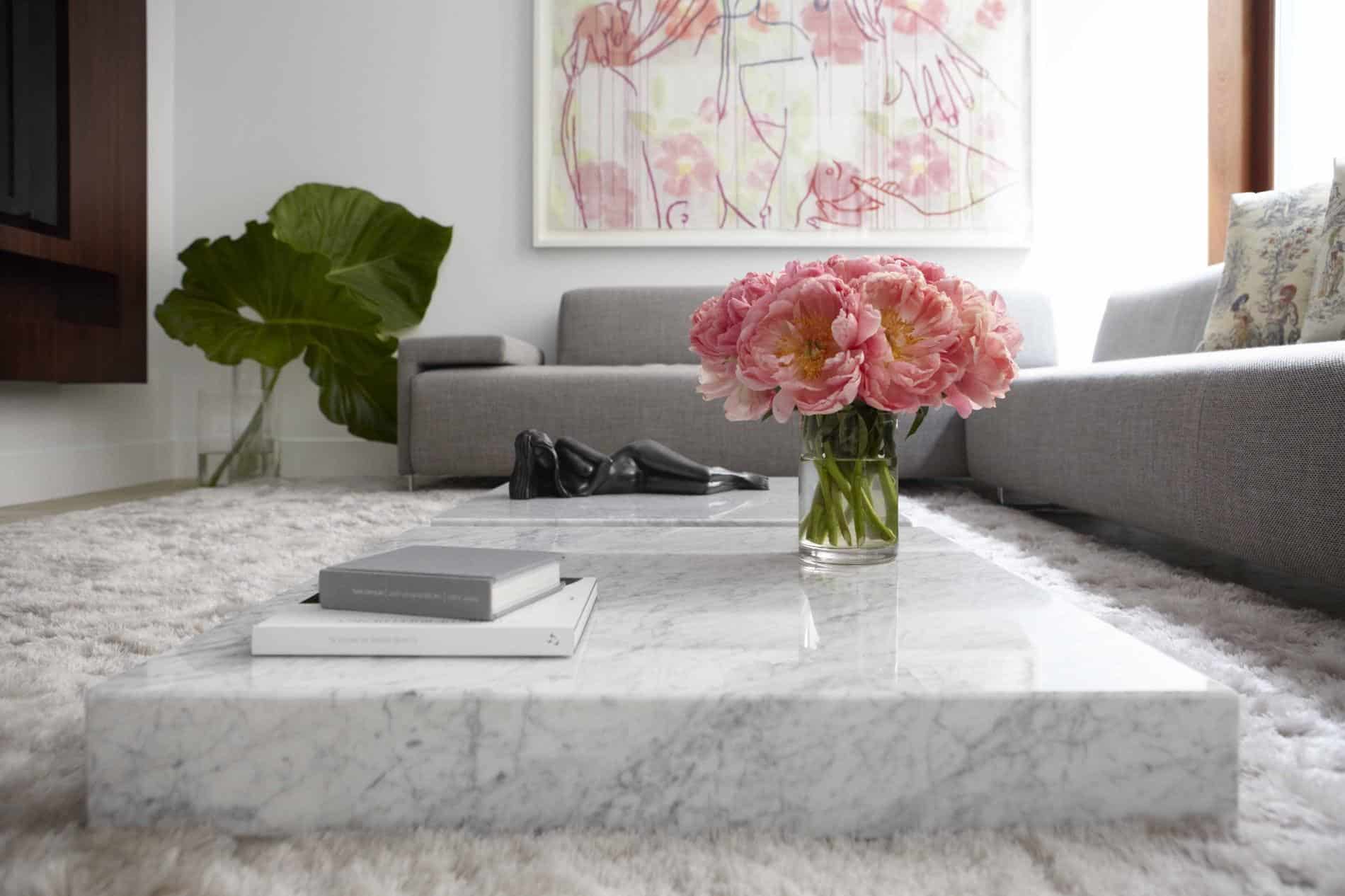 white marble on living room