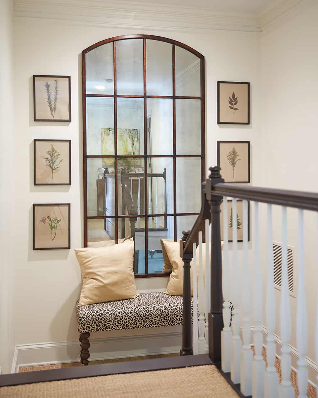 window and bench staircase decor