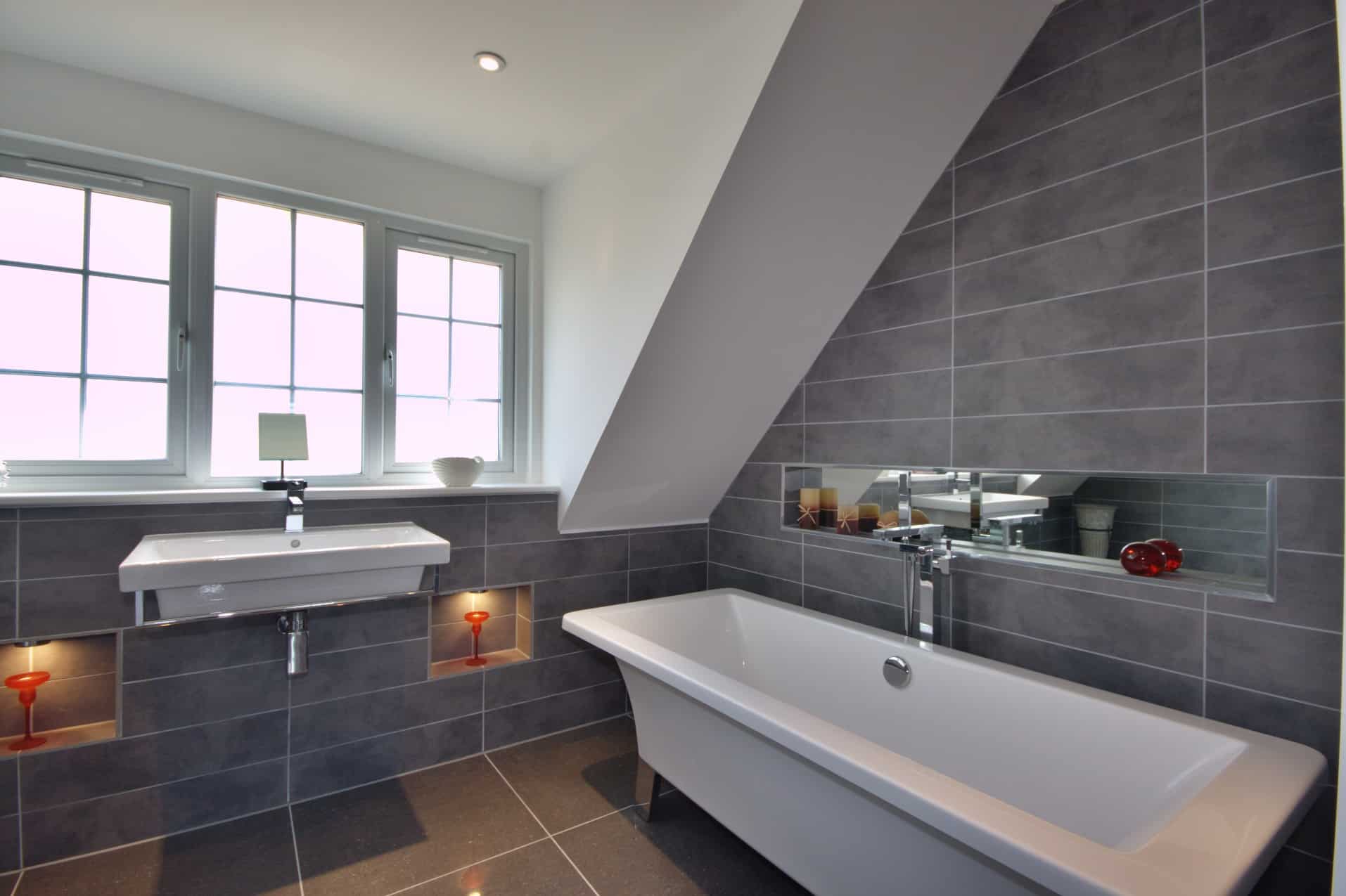 A gray palette is perfect when you have a smaller master bathroom, due to its expanding ability.
