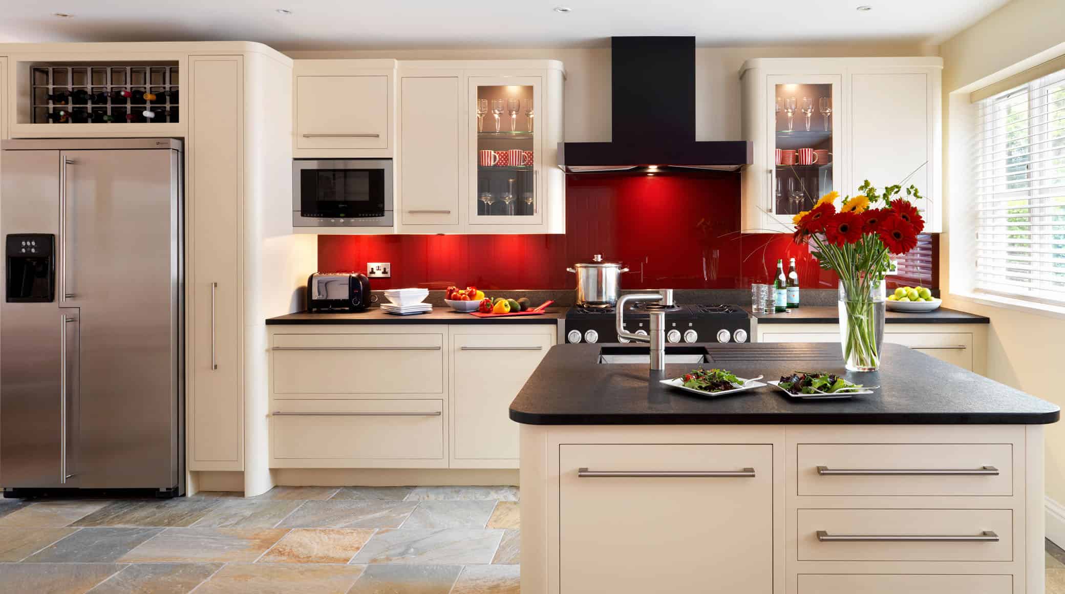 kitchen with shades of red