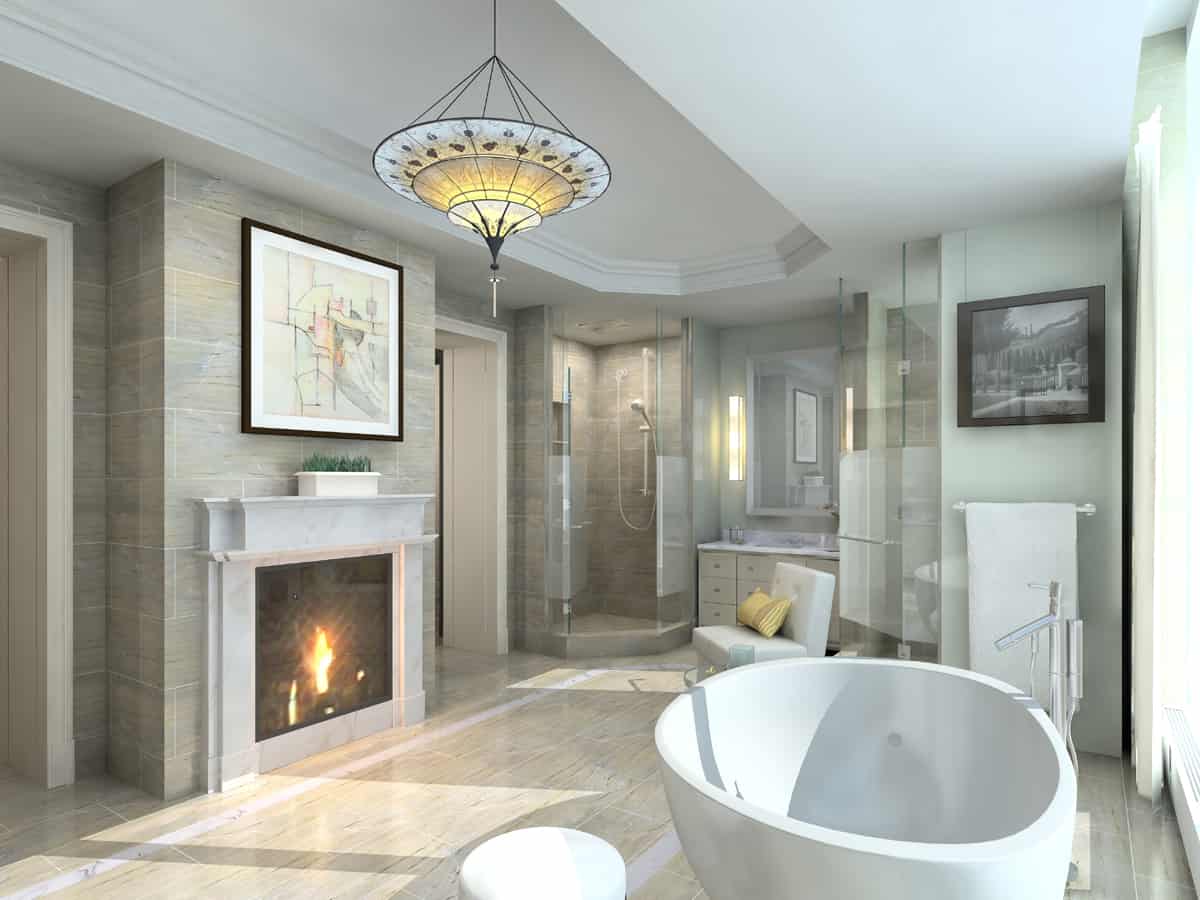 master bedroom with fireplace 2 - Идеи модернизации ванной комнаты