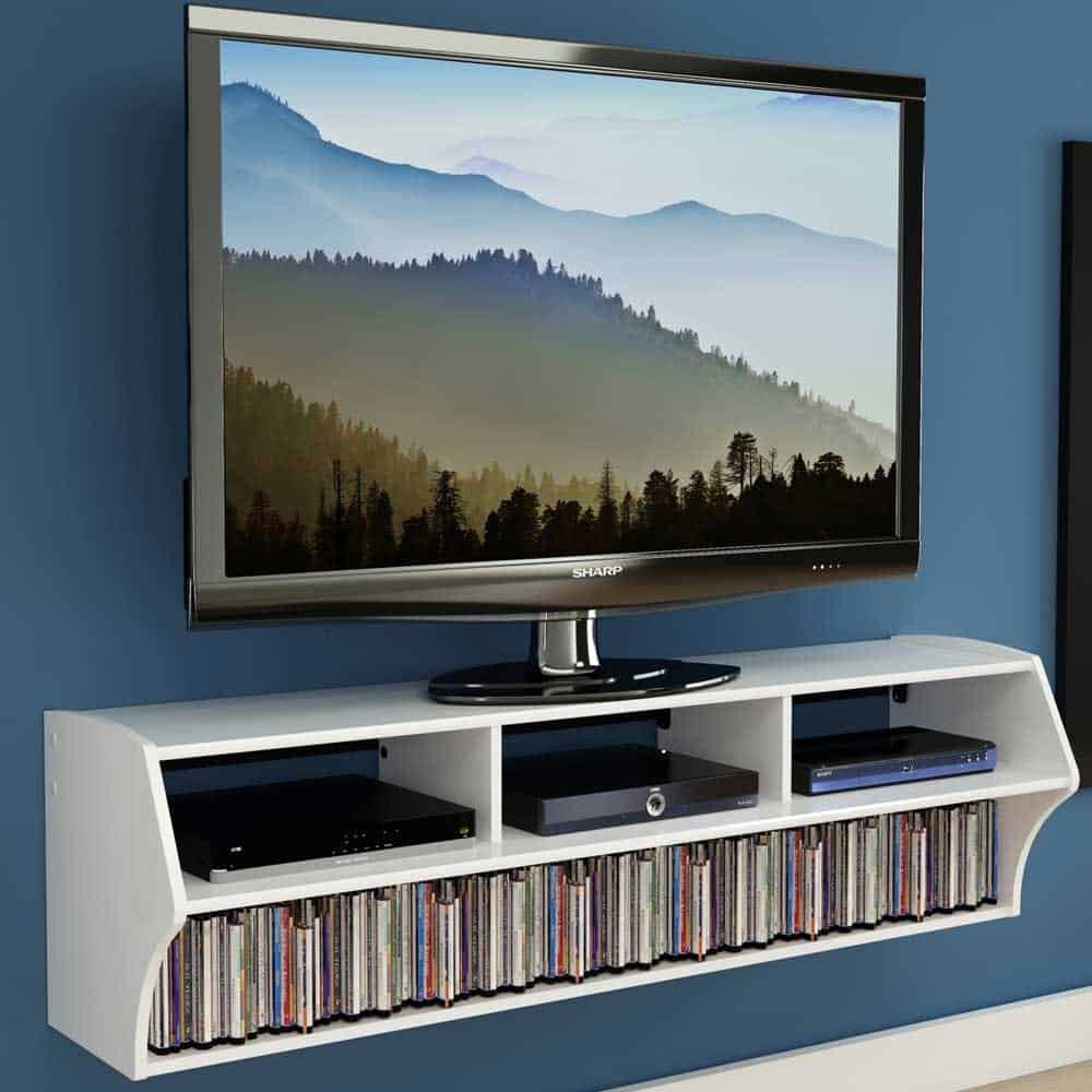 white floating tv stand