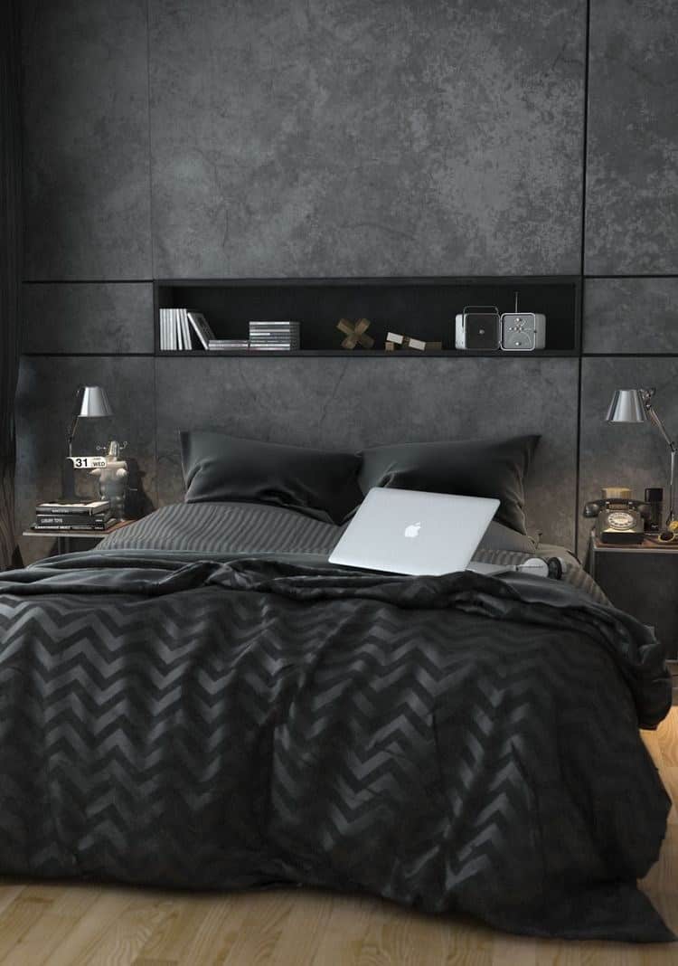 all black modern bedroom