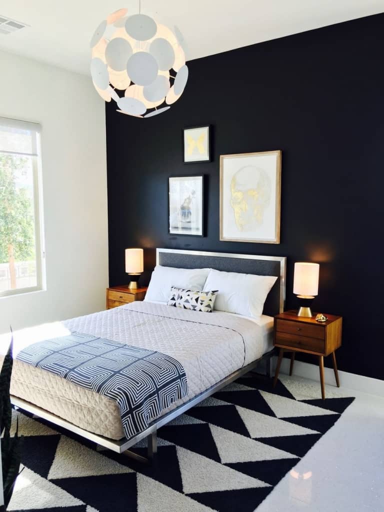 black and white modern bedroom