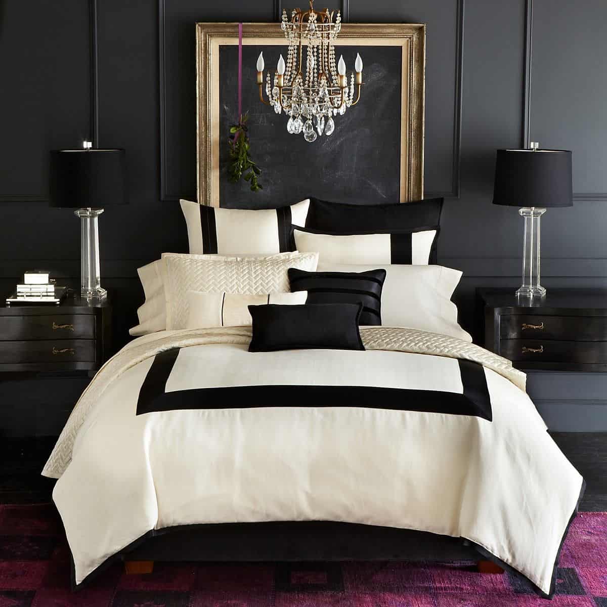 black luxury walls in bedroom
