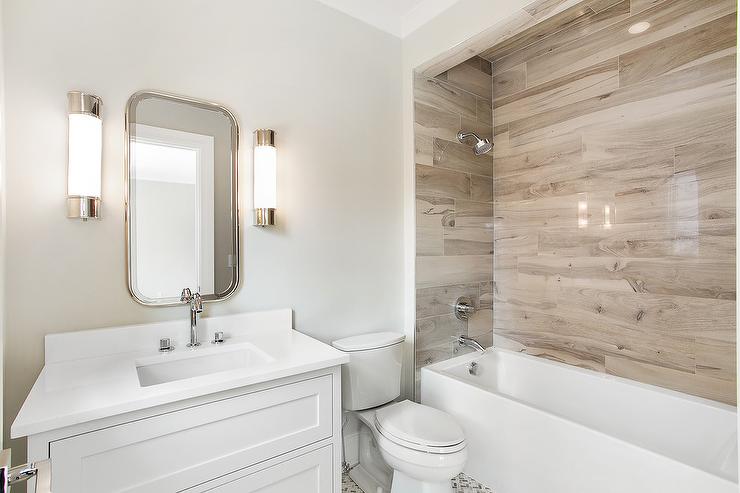 wood plank tile bathroom design