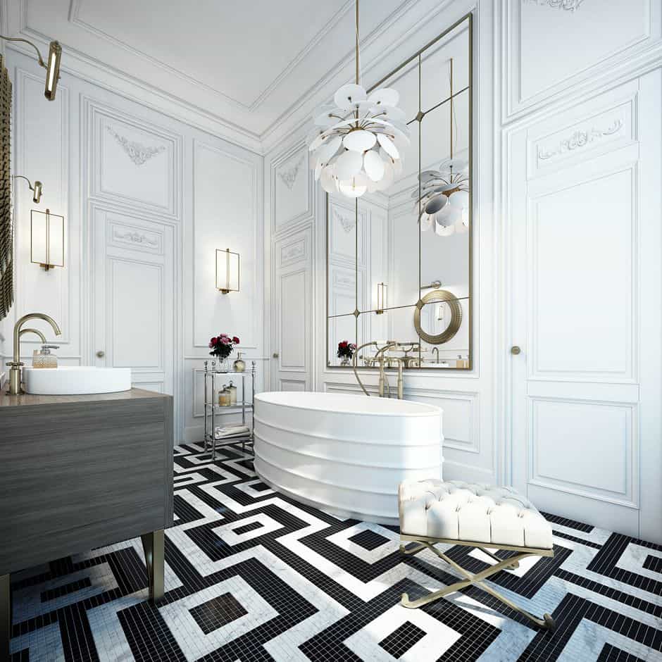 geometric flooring - Основы дизайна для мечтательной ванной комнаты