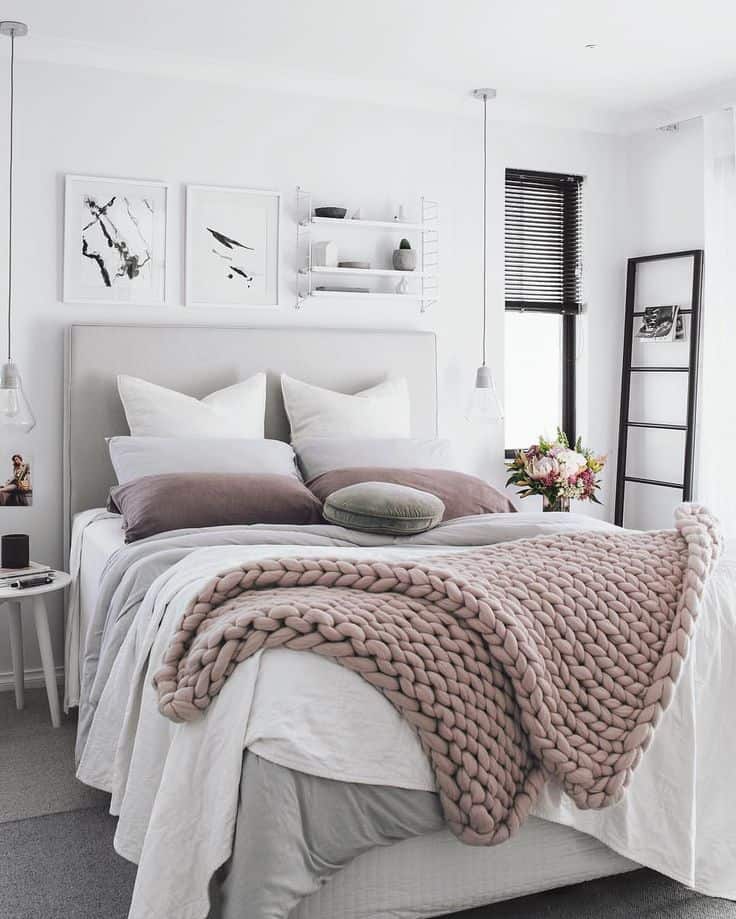 modern youthful bedroom with blush