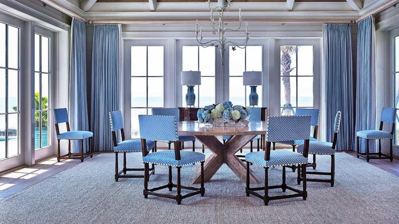 open and airy coastal dining room