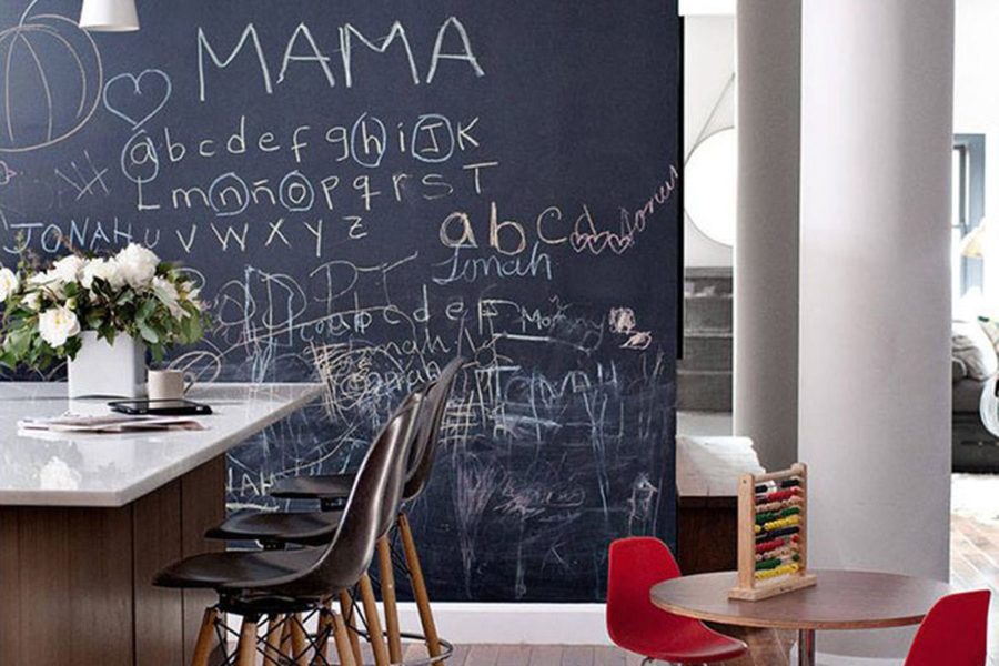 chalkboard wall modern kitchen kids table 900x600 15 Chalkboard Walls Youll Want To Utilize Inside Your House