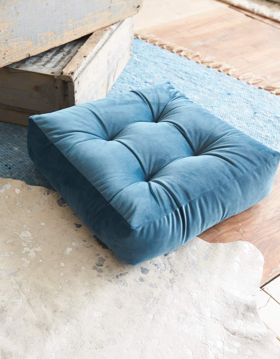 blue floor pillow