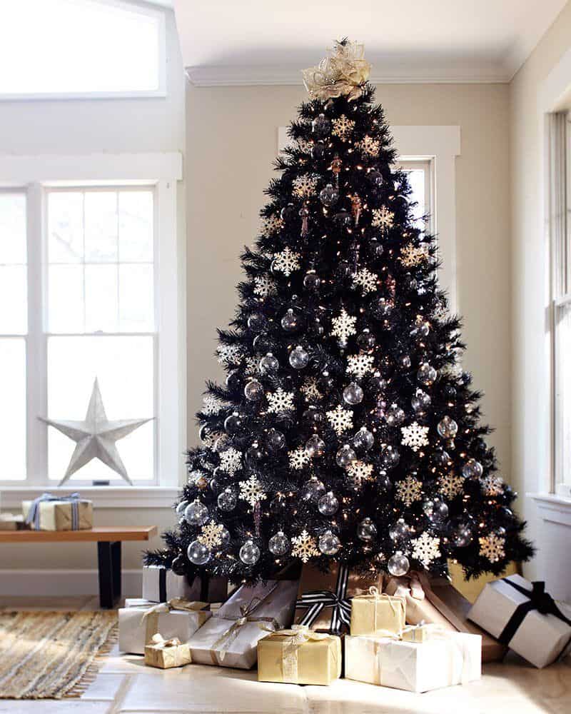 gold black tree Black Christmas Trees That Bring A Daring Twist To Your Decor