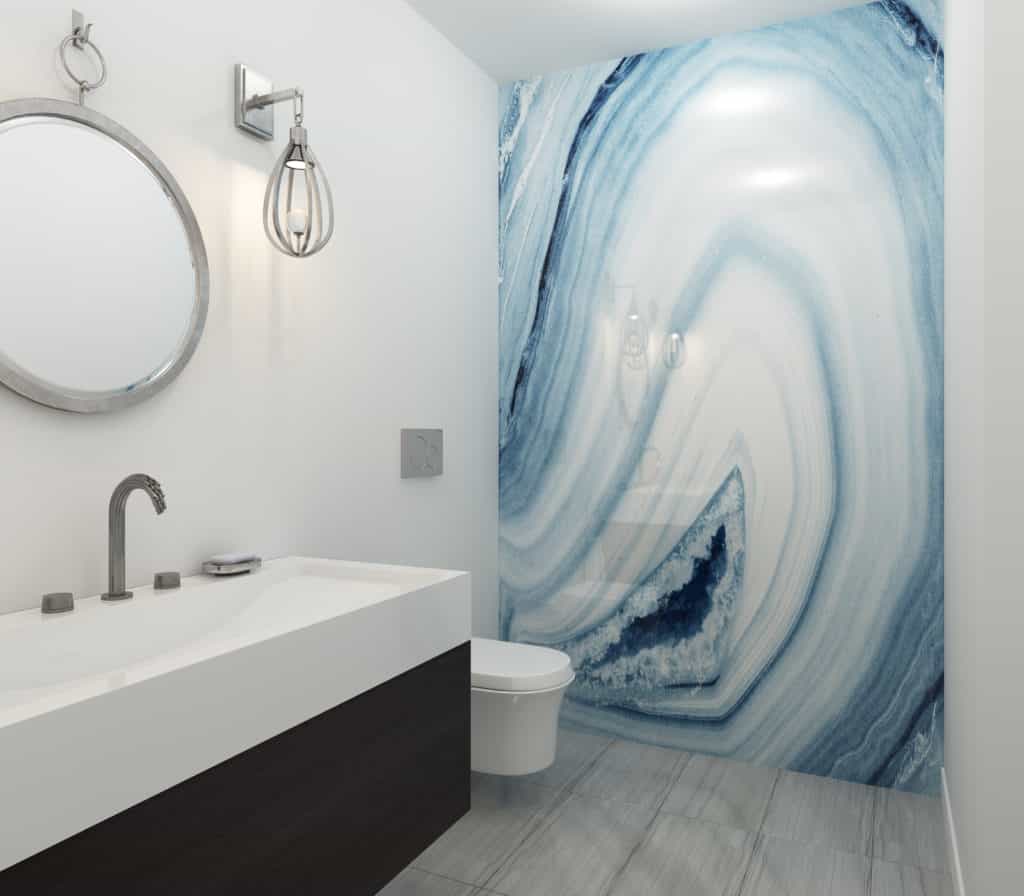 master bathroom with mural