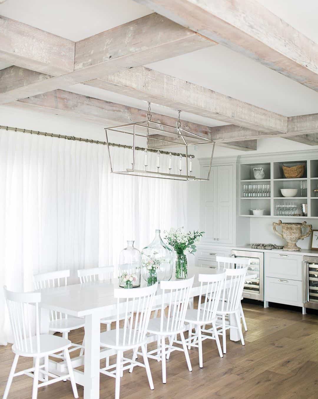 all-white dining room