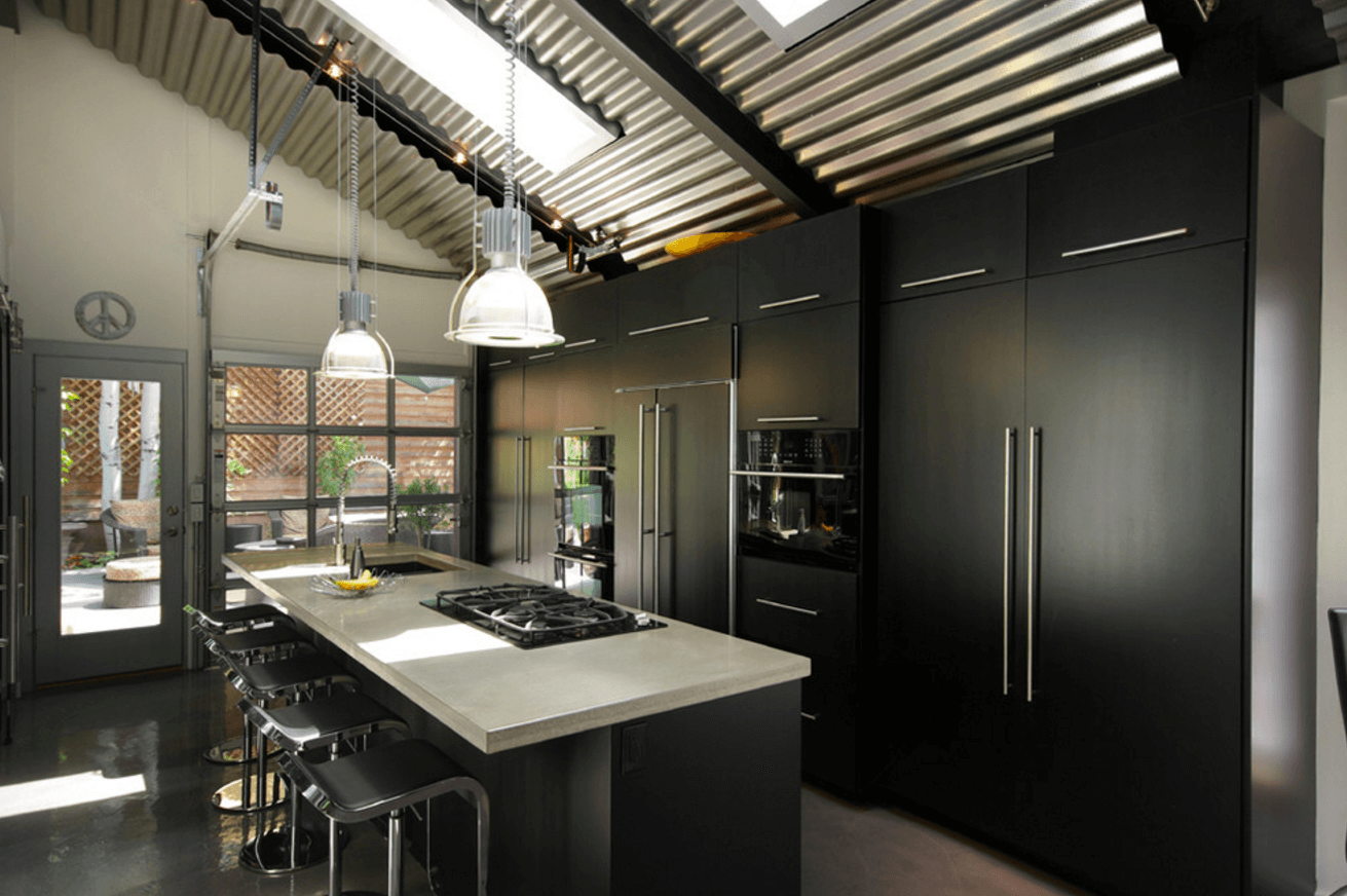 large island with black How To Decorate With Stylish Black Kitchen Cabinets