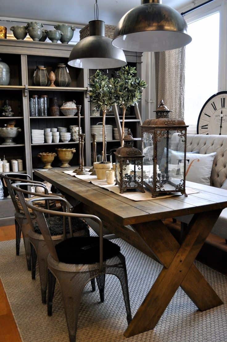 industrial light fixture Fascinating Masculine Dining Rooms