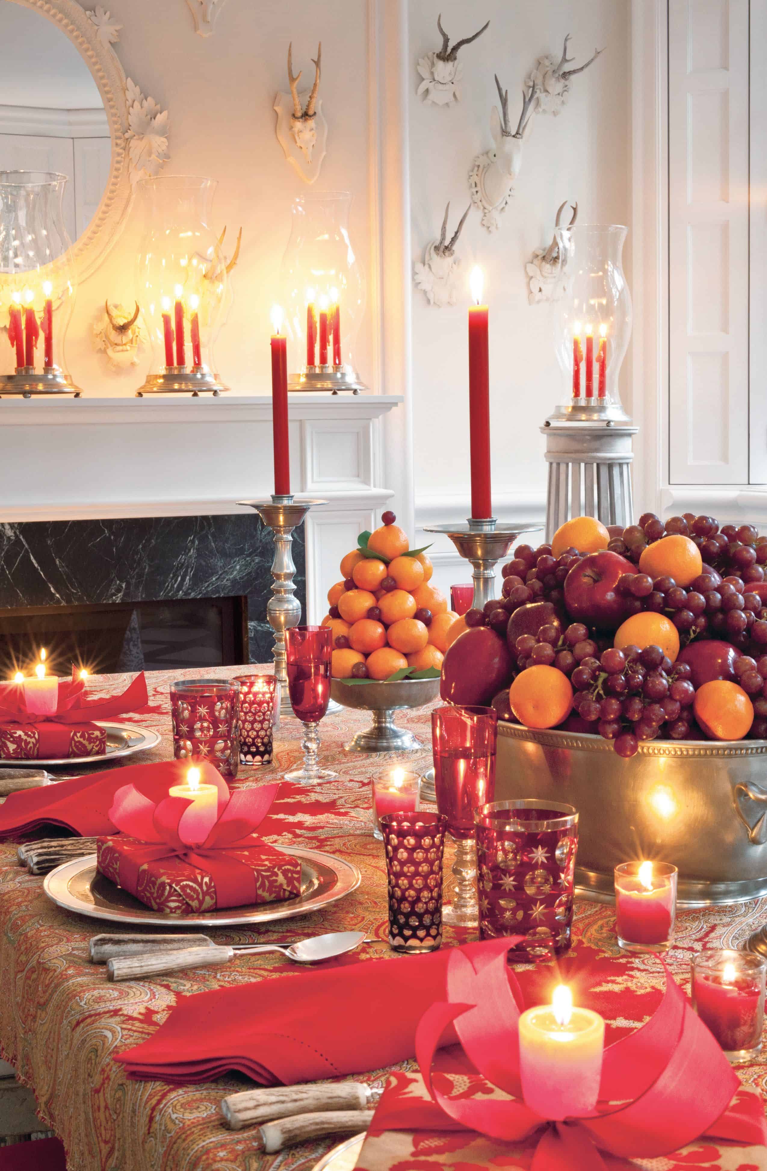 fall table with fruit