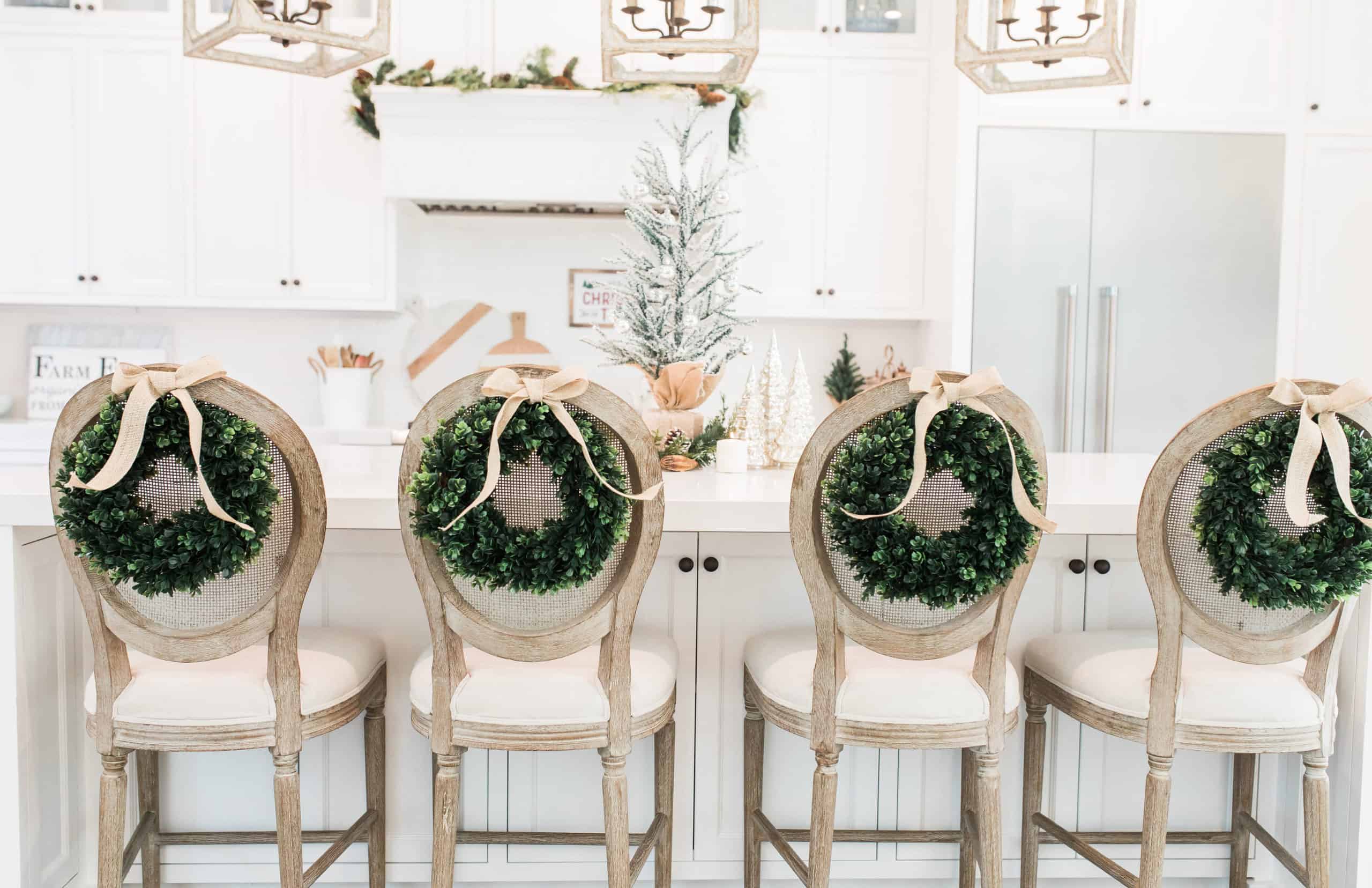 chrismas kitchen chair scaled Bring holiday cheer to your kitchen with these Christmas ideas