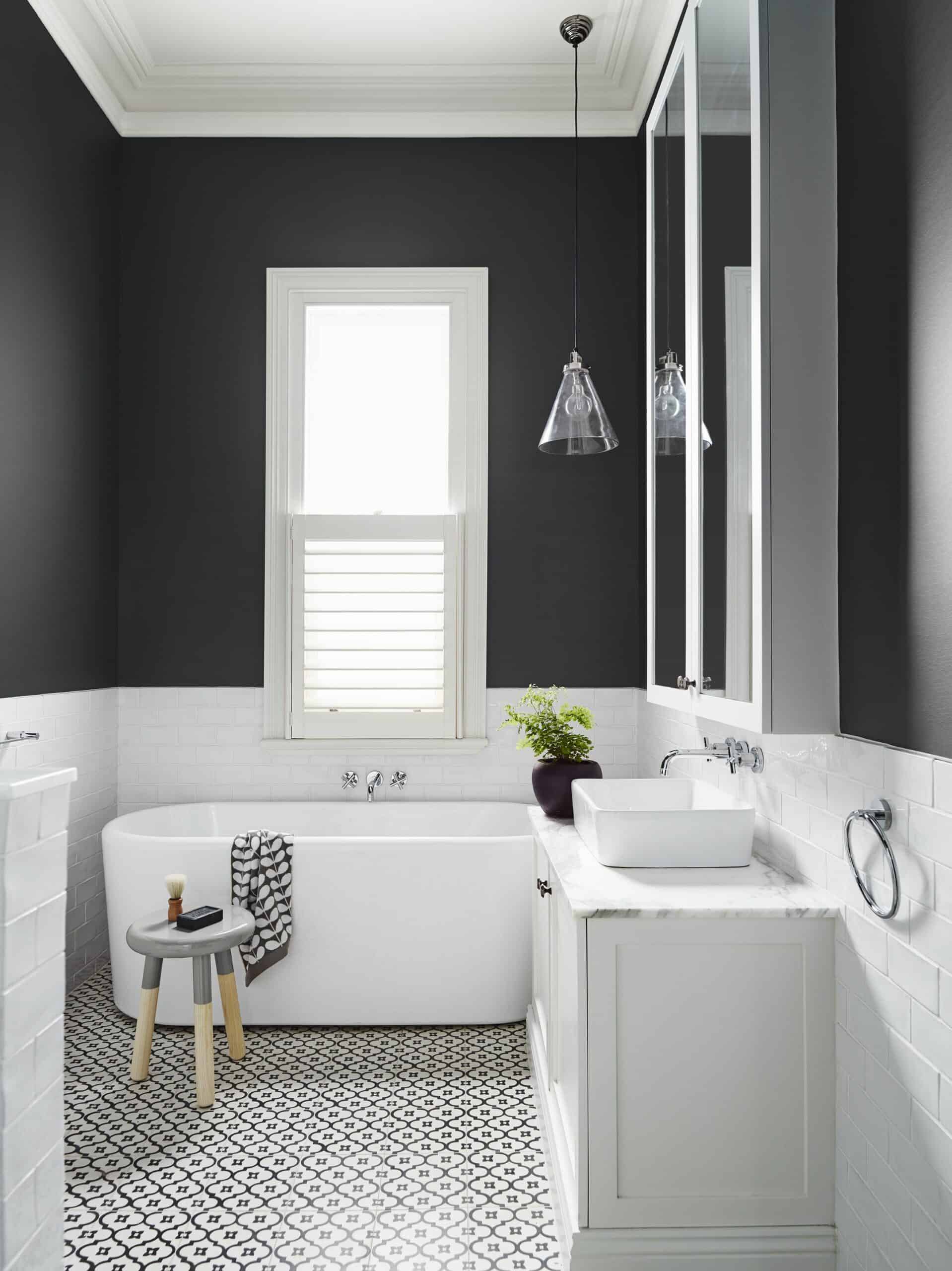 black and white small bathhroom