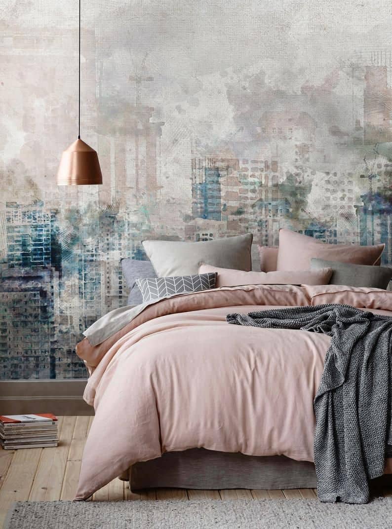 Wallpaper panel Behind the Bed | Wallpaper I love !! | Pinterest ... |  Wallpaper design for bedroom, Simple bedroom, Wallpaper headboard