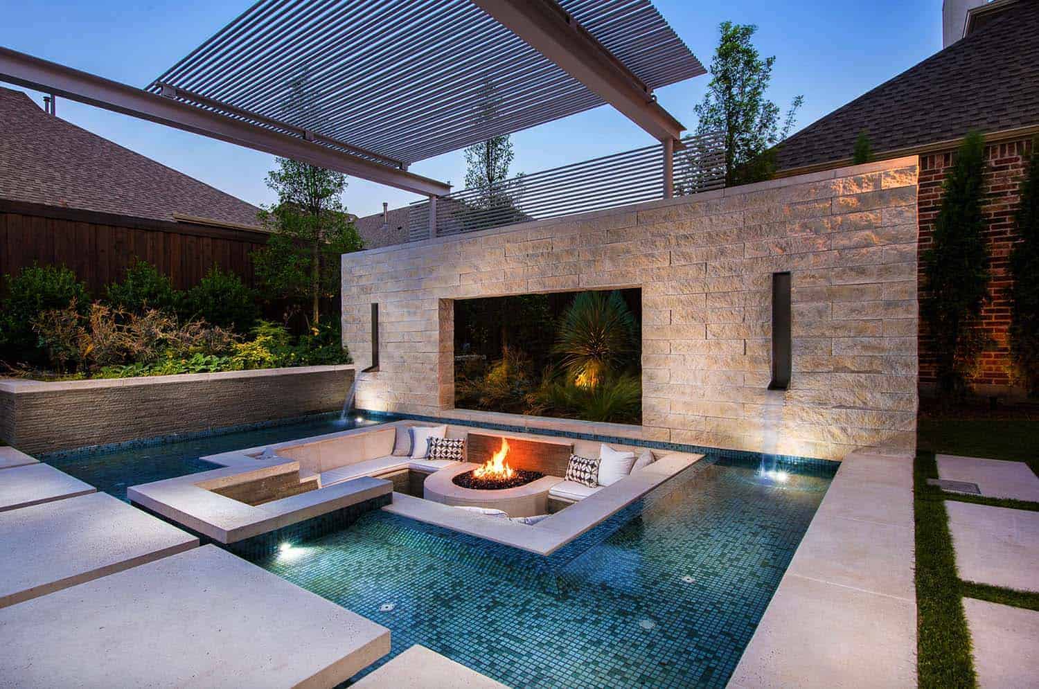 fire pit in pool