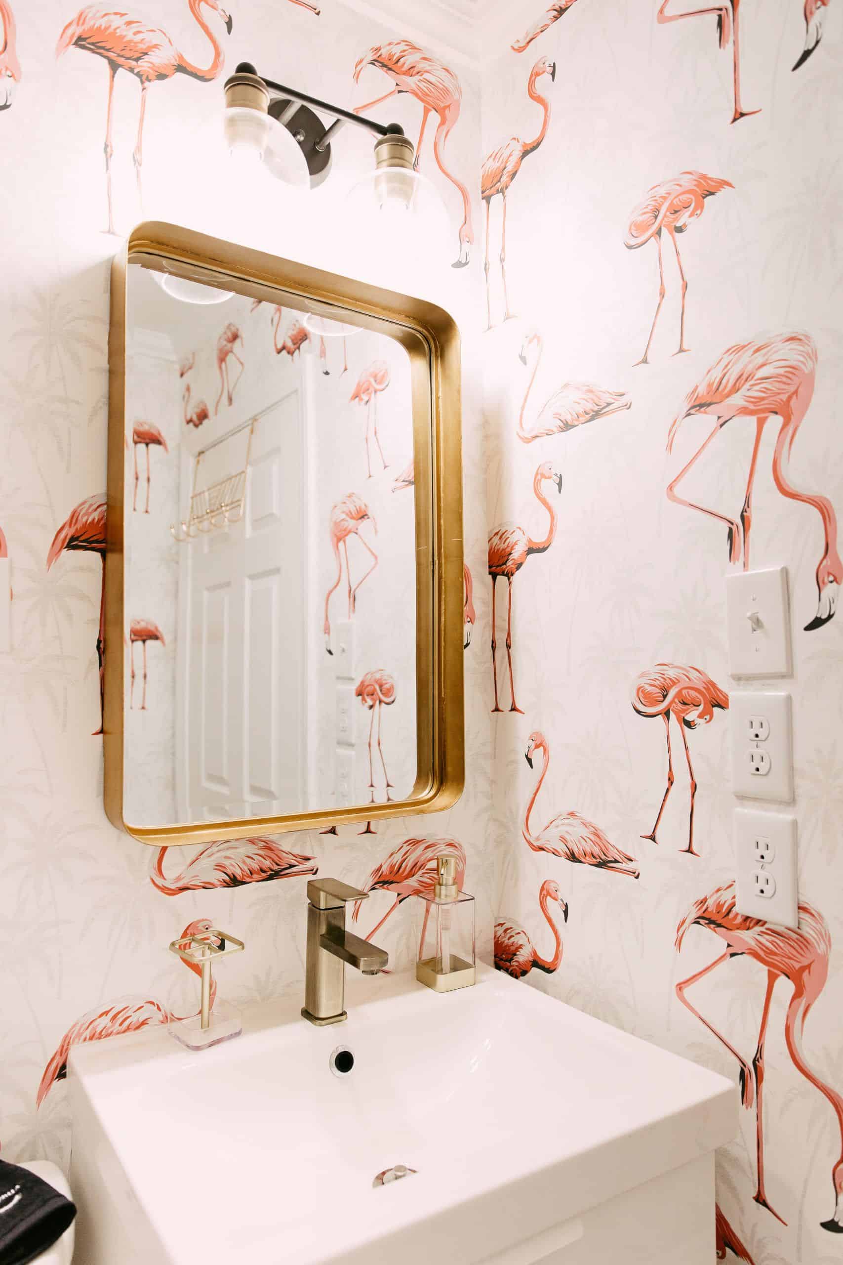 flamingo in bathrooom