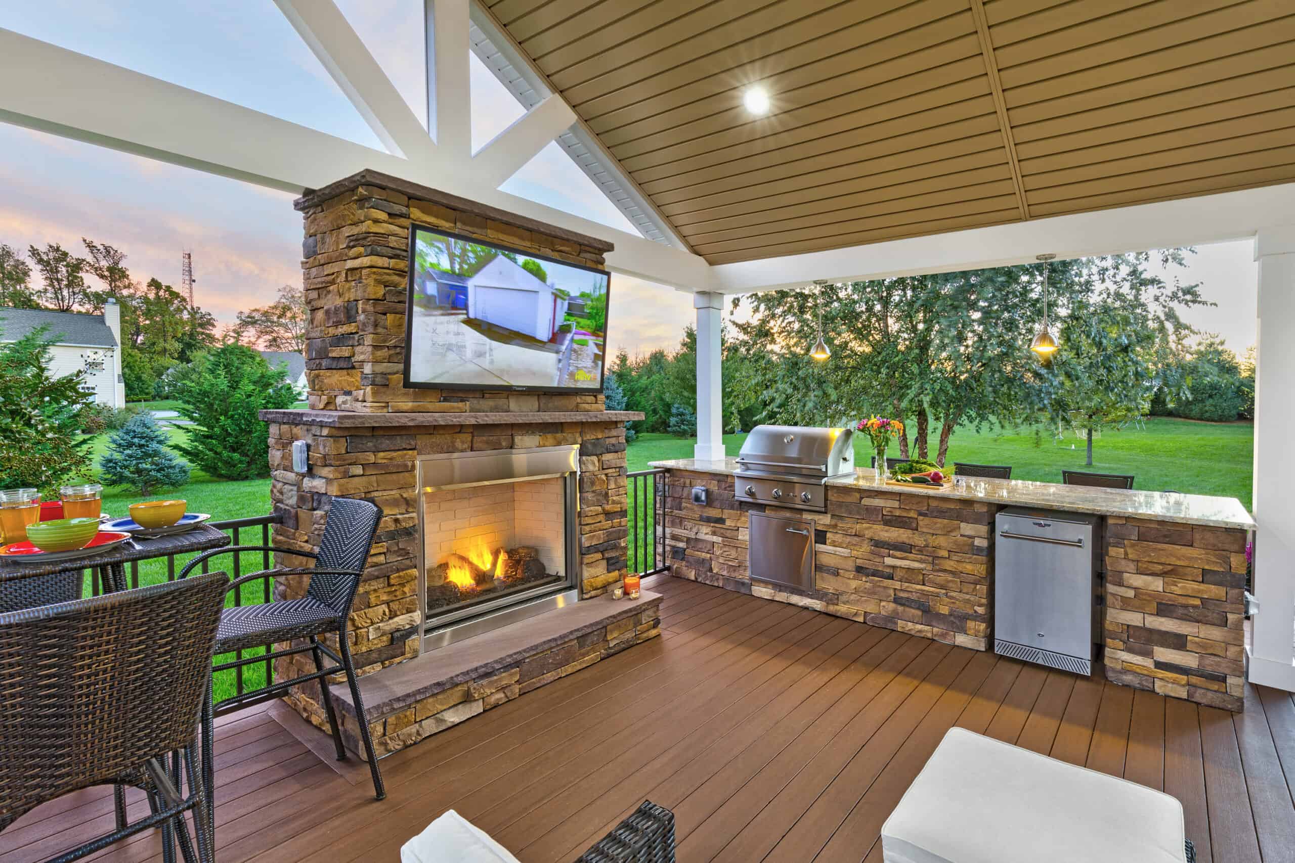  outdoor kitchen and fireplace designs