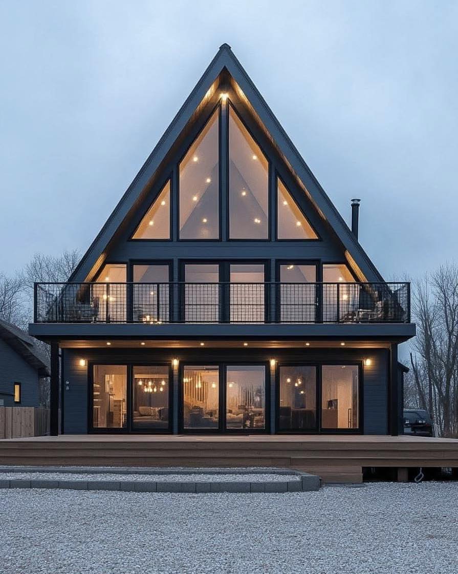 01-dark-navy-a-frame-cabin-triangular-glass-facade-dusk